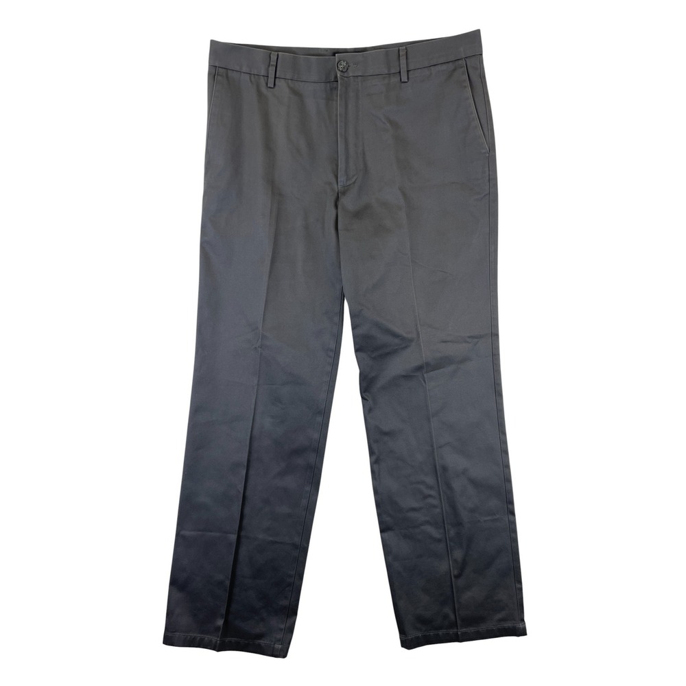 Dockers Straight Fit Khaki Pants Men's 36x32 Gray Flat Front 100%‎ Cotton Casual